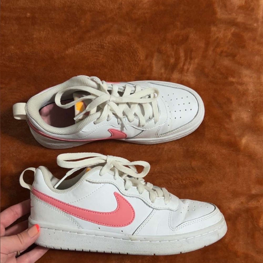 Nike White and Pink Classic Sneakers